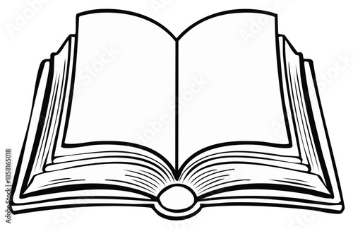 Open Book Outline for Coloring Page Education and Learning