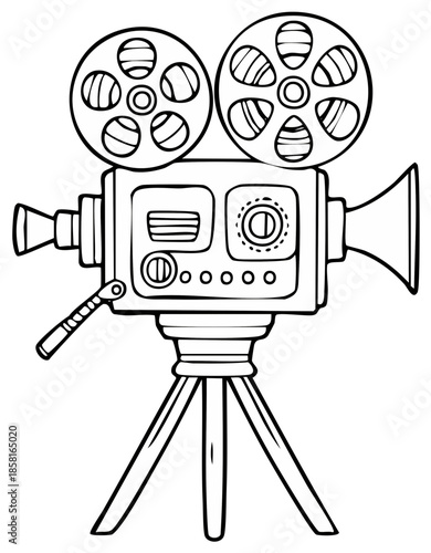 Vintage Camera Illustration: Film, Retro Photography, and Media Equipment