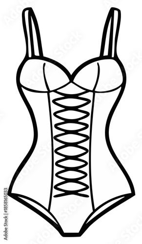 Corset style swimsuit outlined lingerie drawing swimwear female garment sketch