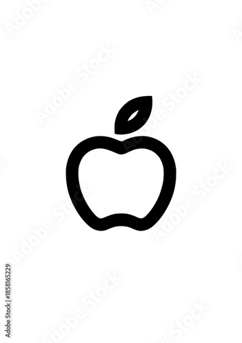 a black apple with a leaf on a plain white background for health and food concepts