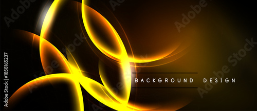 Abstract golden lines swirl, creating dynamic energy. Dark background emphasizes bright curves, modern design element.