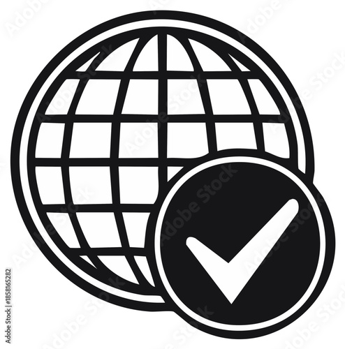 Global Network Connection Confirmed with Checkmark Icon