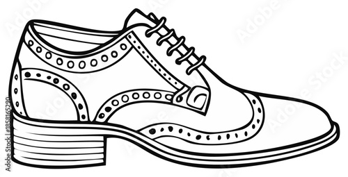 Elegant outline illustration of a classic leather dress shoe, side view