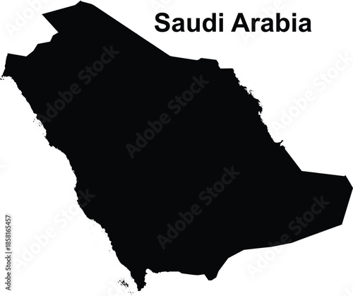 Saudi Arabia Map Black Silhouette - High Detail Geographic Outline Vector