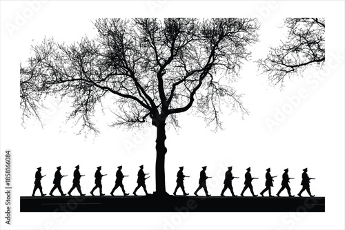 Soldier marching silhouette Images