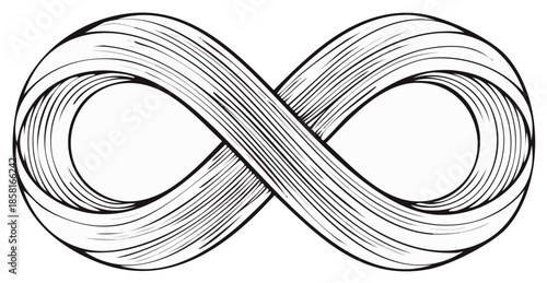 Stylized infinity symbol with textured line illustration for limitless concept