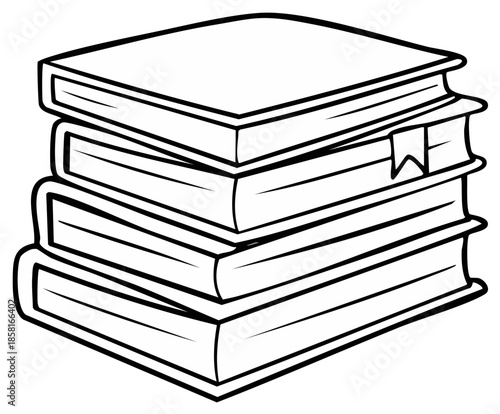 Stack of Books Clipart Line Art