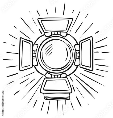 Studio Lighting Spotlight Hand Drawn Sketch Style Bright Light for Filming Television Photo Video Making