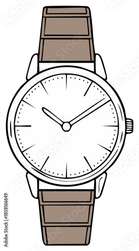 Elegant Wristwatch Illustration with Clean Lines and Neutral Color Palette for Timekeeping and Style