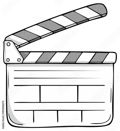 Open clapperboard used for filmmaking, production, and visual arts