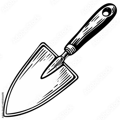 Hand Trowel Drawing Garden Handtool Gardening Implement Sketch