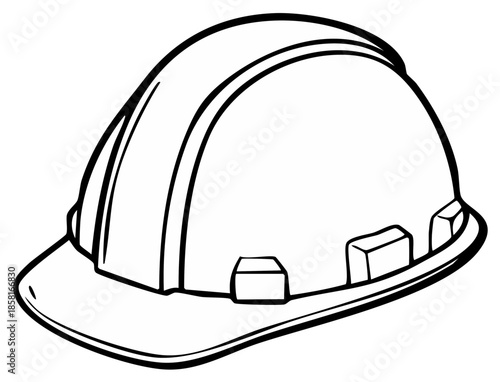 Line drawing of a construction helmet for safety and protection