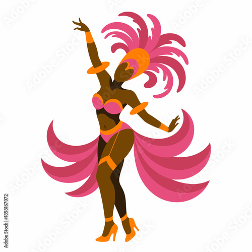 A dynamic illustration of a vibrant dancer wearing an elaborate costume, showcasing movement and energy, embodying the spirit of celebration and cultural expression.