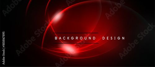 Abstract red neon lines form dynamic curves. Dark background emphasizes bright glow, creating modern visual impact.