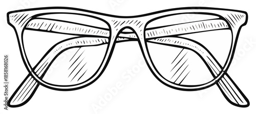 Sketch Style Eyeglasses with Thick Frames and Reflective Lenses