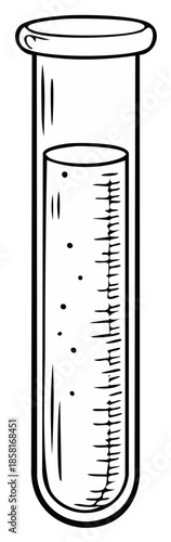black and white test tube with liquid clip art preview