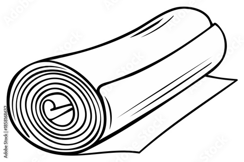 Rolled Up Mat Outline Illustration for Yoga Pilates Gym or Exercise Class