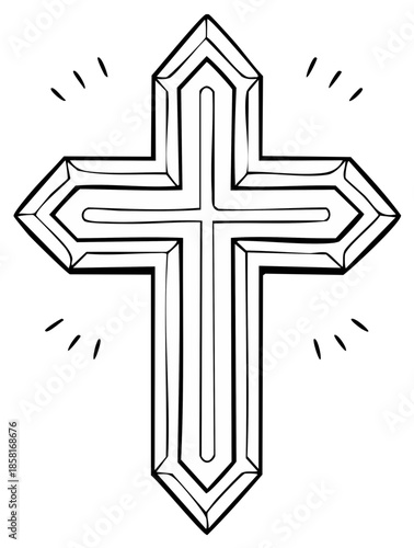 Stylized Christian Cross Symbol with Radiant Light