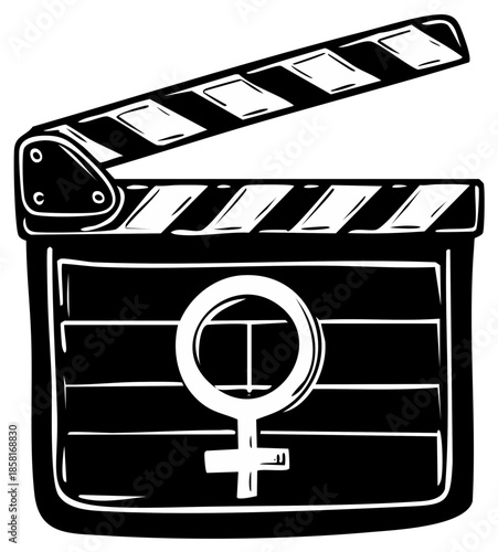 Female Empowerment Film Production Clapboard Icon Graphic Feminist Cinema