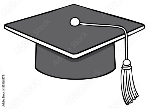Classic graduation cap with tassel isolated on white background for academic achievement