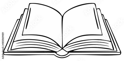 Open book outline drawing educational concept literary symbol illustration