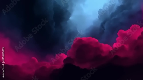 Abstract cloudscape with vibrant colors and atmospheric lighting effects