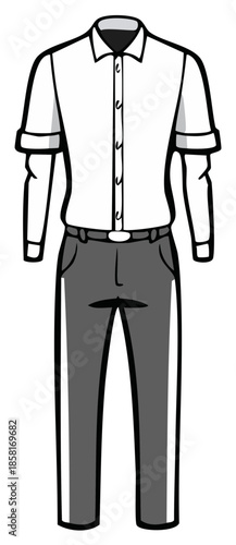Formal Business Attire Outfit a White Button Down Shirt and Gray Trousers