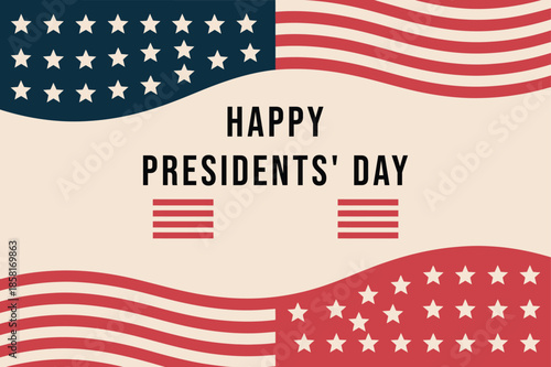 Happy presidents day celebration with american flag inspired design and text