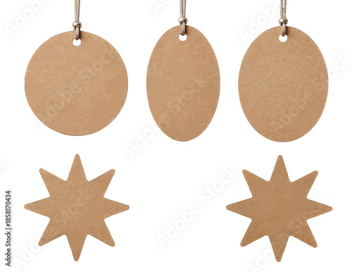Brown Blank Label Tags in Various Shapes