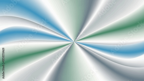 Abstract background with swirling blue, green, and white curves radiating from the center, creating a dynamic and futuristic design element.