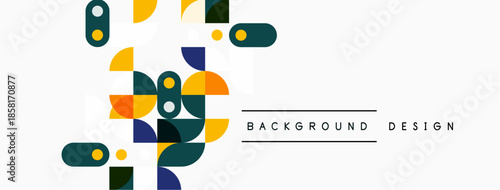 Abstract floral pattern. Geometric shapes overlap, creating vibrant design. Minimalist style, suitable for backgrounds or branding.