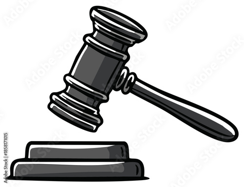 Cartoon Gavel Striking Sound Block Illustration
