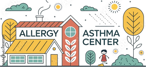 Allergy Asthma Center Medical Vector Flat Design