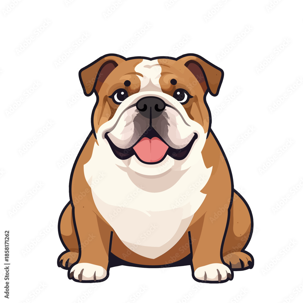 Obraz premium Cute Brown and White Bulldog Illustration