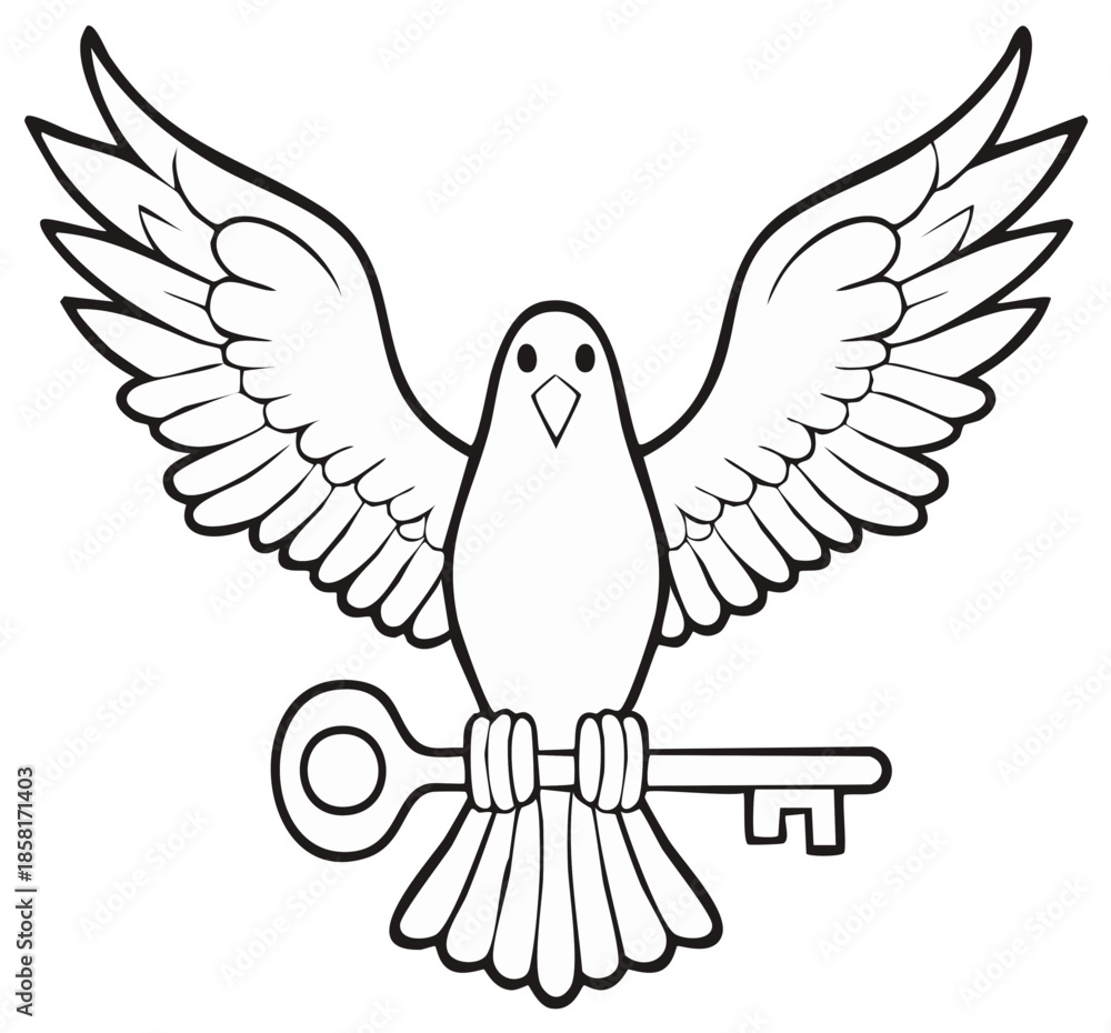 Obraz premium Dove with Outstretched Wings Holding Key Symbolizing Hope and Freedom