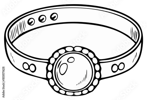 Elegant ring with a central gemstone and intricate band detail