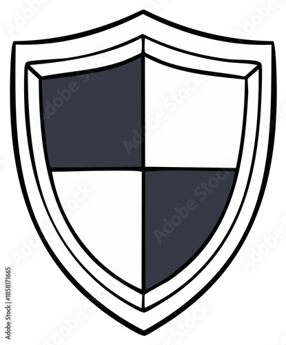 Black and white shield illustration with quartered design for protection Free Download Black and white shield illustration with quartered design for protection - GFXLoad