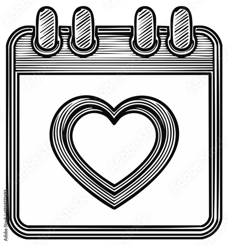 Calendar Page Displaying A Heart Symbol For Valentine's Day