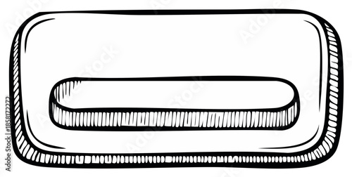 Hand-drawn rectangular box illustration with shadow and an indented rectangle.