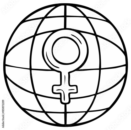 International Women's Day concept symbol globe illustration