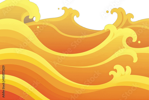 Golden Orange Waves Vector Illustration Design