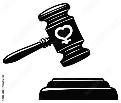 Gavel with Venus symbol. Feminine justice, female empowerment, lawyer, legal decisions, female rights, judicial power illustration