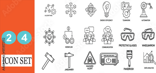 Technology Icons Set Innovation, Engineering, and Industry Concepts