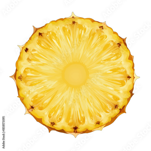 Pineapple Slice Close-up Yellow Textured Illustration