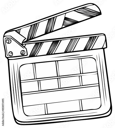 Illustrated clapperboard movie production film making concept