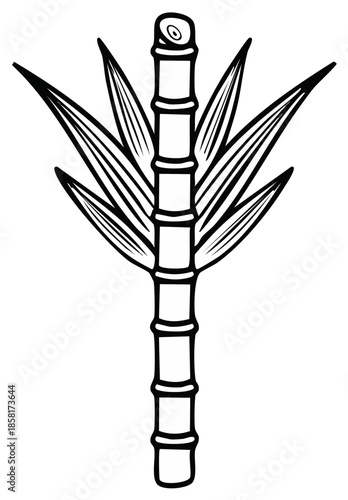 Wallpaper Mural Hand Drawn Sugar Cane Illustration with Leaves Outlined for Prints and Digital Projects, Nature Inspired Organic Design Torontodigital.ca