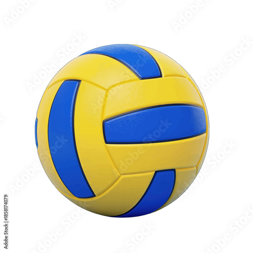 Yellow and Blue Volleyball 3D Render