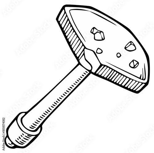 Stylized Drawing of a Vintage Safety Razor with Stone Elements