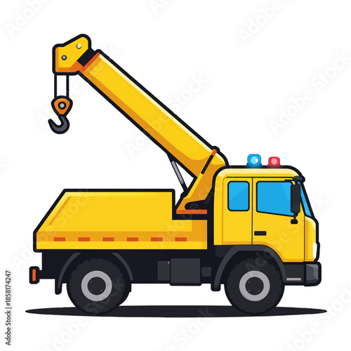 Yellow Tow Truck Flat Design Illustration