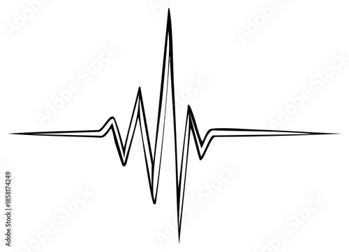 Abstract electrocardiogram line art illustration in black and white